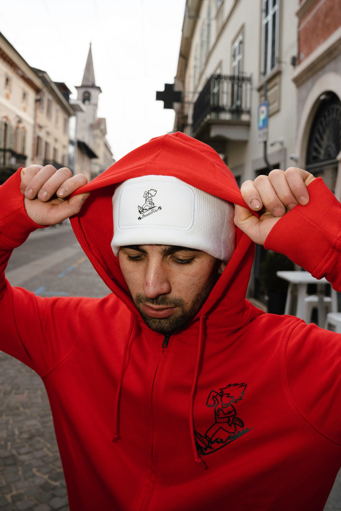 Felpa con Zip ( Rossa Logo NO color)
