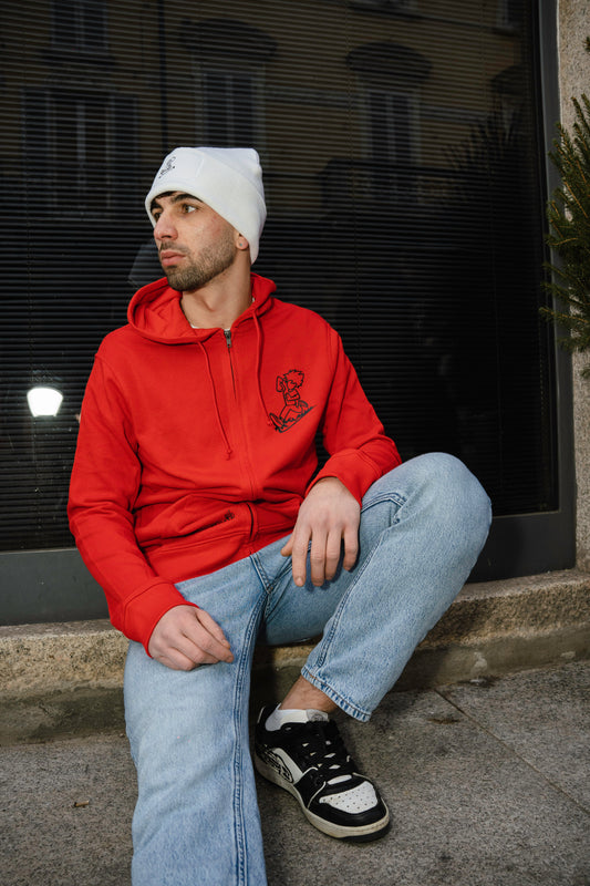 Felpa con Zip  ( Rossa Logo NO color)