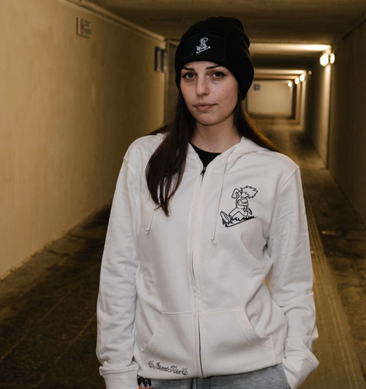 Felpa con Zip  (Bianca Logo NO color)